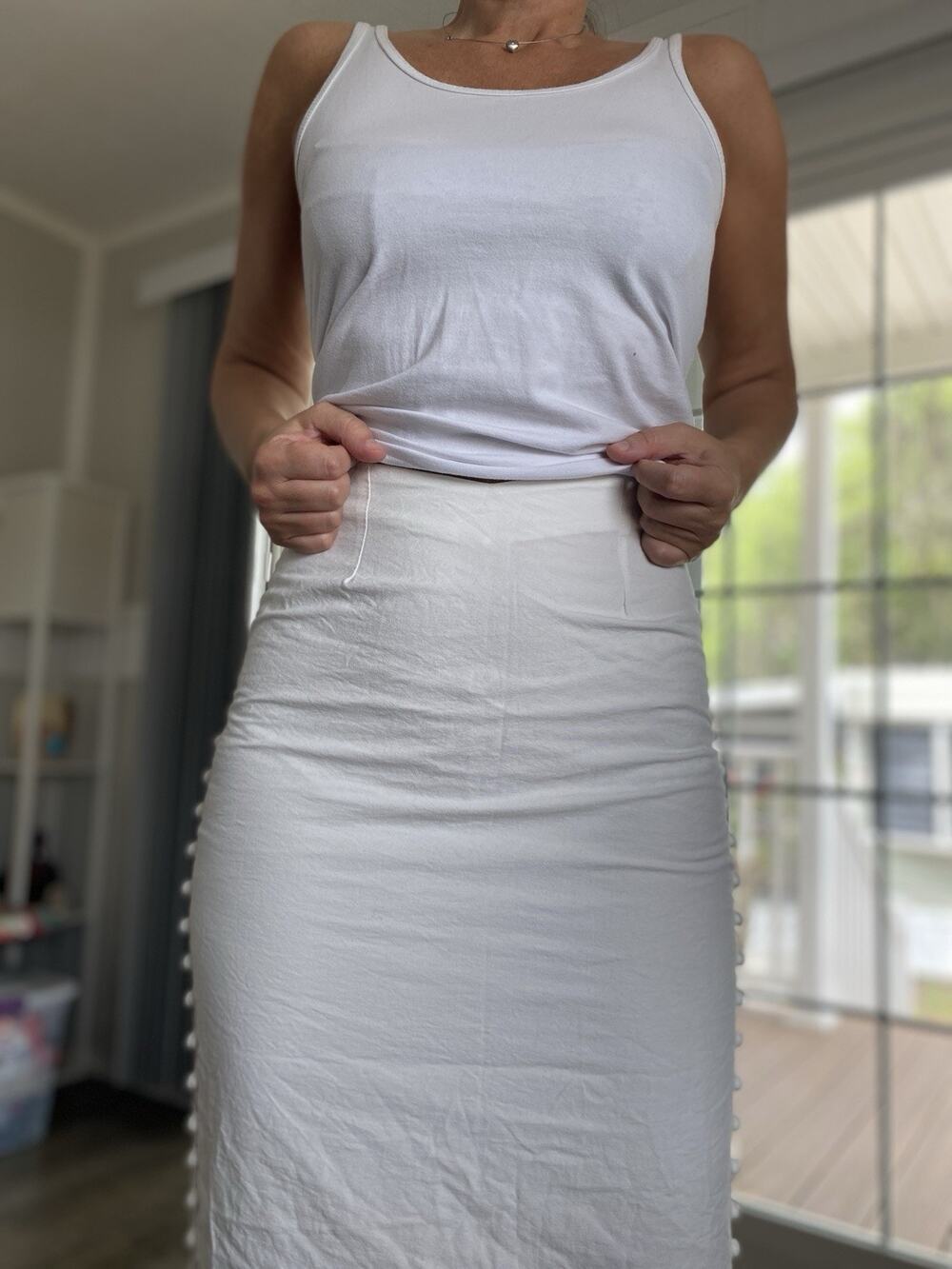 SABO White Cotton Midi Skirt 4